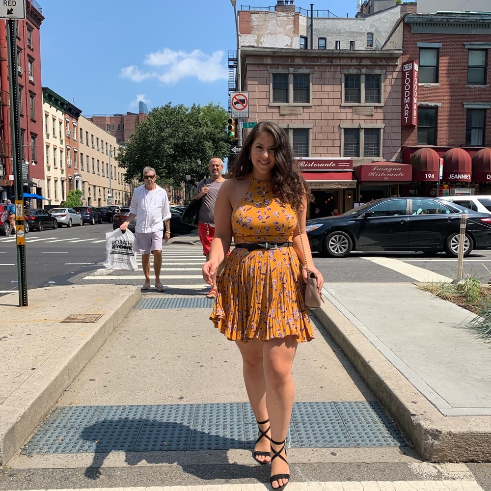 Urban outfitter yellow and purple swing dress-